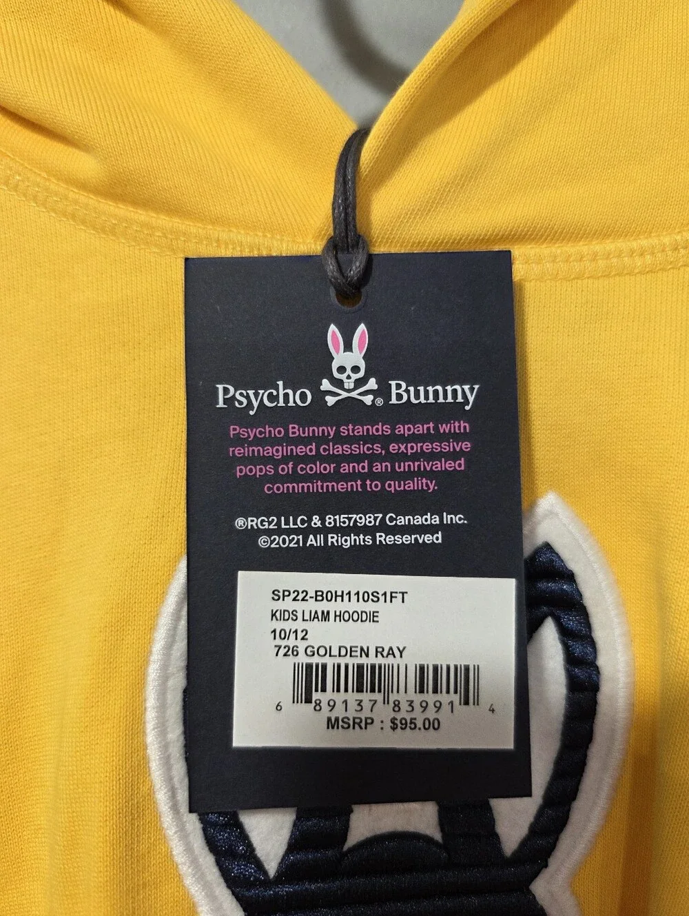 New With Tags Psyco Bunny Embroidered Kids Hoodie Size 10-12